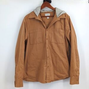 Arizona Button Up Brown Shirt Jacket Hoodie